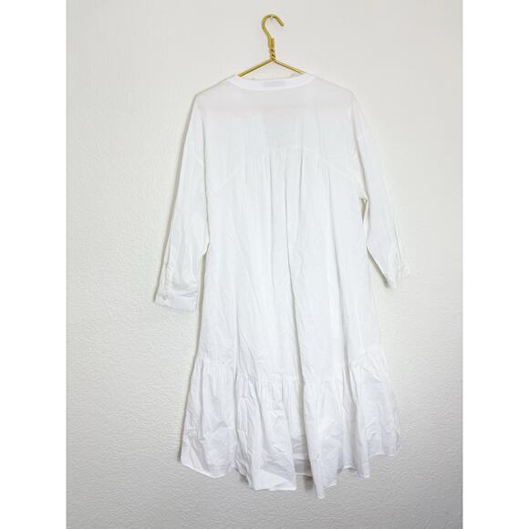 Zara White Long Poplin Midi Dress Size Small Cotton Lagenlook Quiet Luxury - Picture 14 of 15